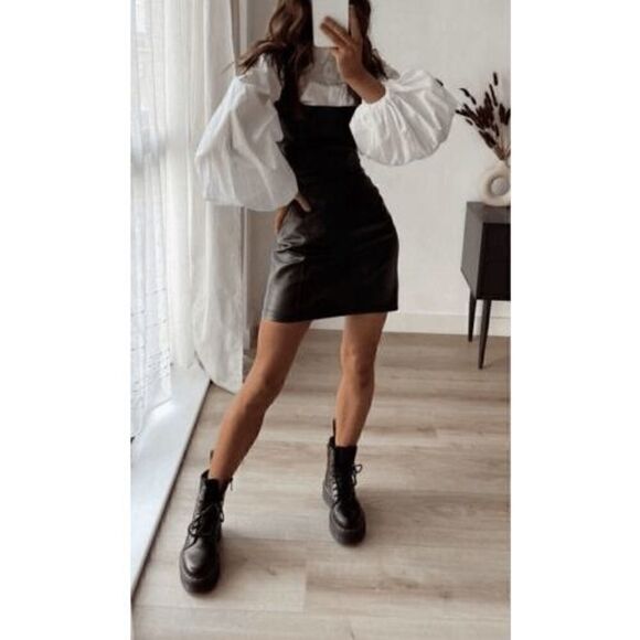 ZARA NWT FAUX LEATHER DRESS ZARA black ⚫️ - Picture 3 of 8